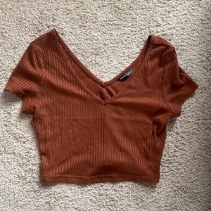 burnt orange v cut crop top